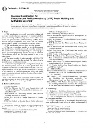 Standardspezifikation für Form- und Extrusionsmaterialien aus Fluorkohlenstoff-Perfluormethoxyharz (MFA).