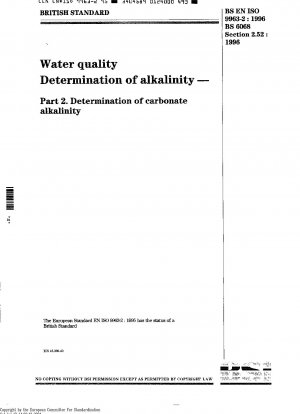 Wasserqualität – Bestimmung der Alkalität – Teil 2: Bestimmung der Karbonatalkalität (ISO 9963-2: 1994)