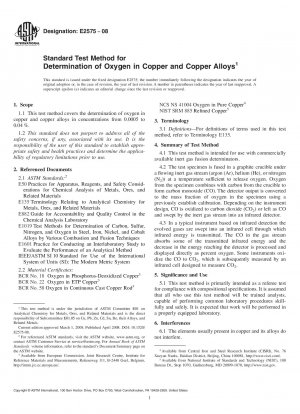 Standardtestmethode zur Bestimmung von Sauerstoff in Kupfer und Kupferlegierungen