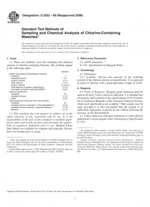 Standardtestmethoden zur Probenahme und chemischen Analyse chlorhaltiger Bleichmittel
