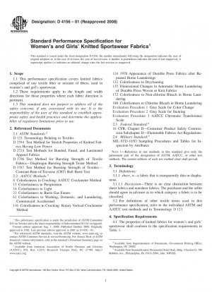 Standardleistungsspezifikation für gestrickte Sportbekleidungsstoffe für Damen und Mädchen