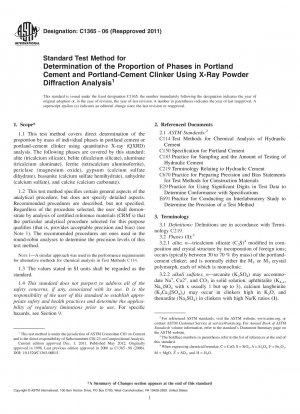 Standardtestmethode zur Bestimmung des Phasenanteils in Portlandzement und Portlandzementklinker mittels Röntgenpulverbeugungsanalyse