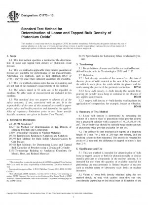 Standardtestmethode zur Bestimmung der Schüttdichte von Plutoniumoxid in loser Schüttung und Schüttung