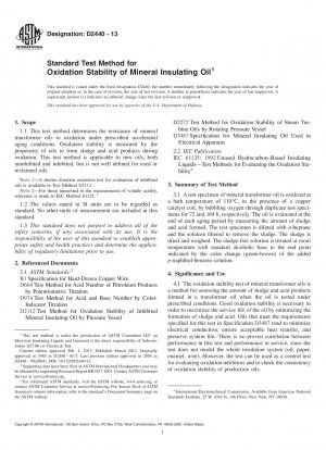 Standardtestmethode für die Oxidationsstabilität von mineralischem Isolieröl
