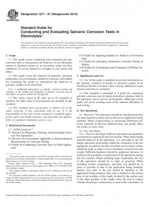 Standardhandbuch zur Durchführung und Bewertung galvanischer Korrosionstests in Elektrolyten