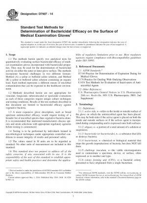 Standardtestmethoden zur Bestimmung der bakteriziden Wirksamkeit auf der Oberfläche medizinischer Untersuchungshandschuhe