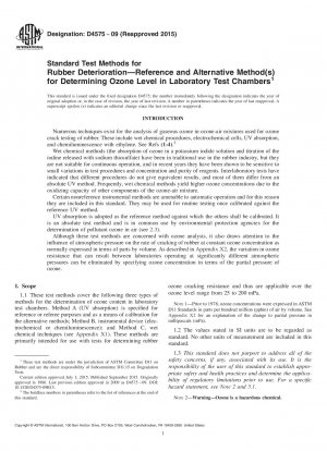 Standardtestmethoden für Gummiverschlechterung&x2014;Referenz- und Alternativmethode(n) zur Bestimmung des Ozongehalts in Labortestkammern