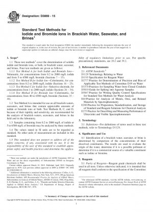 Standardtestmethoden für Jodid- und Bromidionen in Brackwasser, Meerwasser und Salzlaken