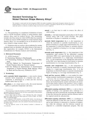 Standardterminologie für Nickel-Titan-Formgedächtnislegierungen