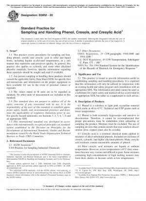 Standardpraxis für die Probenahme und den Umgang mit Phenol, Kresolen und Kresylsäure