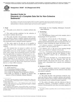 Standardhandbuch für Elemente eines vollständigen Datensatzes für nicht kohäsive Sedimente
