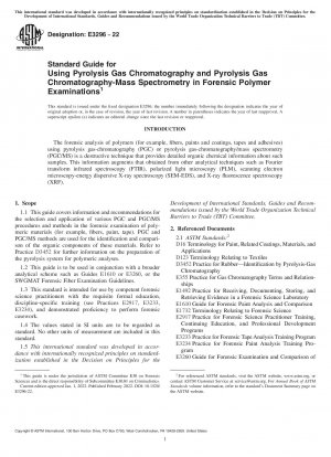 Standardhandbuch für die Verwendung von Pyrolysegaschromatographie und Pyrolysegaschromatographie-Massenspektrometrie bei forensischen Polymeruntersuchungen