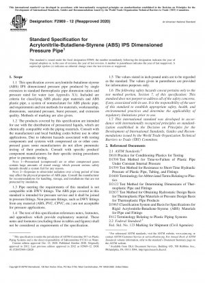 Standardspezifikation für IPS-dimensionierte Druckrohre aus Acrylnitril-Butadien-Styrol (ABS).