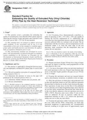Standardverfahren zur Bewertung der Qualität von extrudierten Rohren aus Polyvinylchlorid (PVC) mithilfe der Wärmeumkehrtechnik