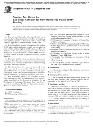 Standardtestmethode für die Überlappungsscherhaftung bei der Verklebung von faserverstärktem Kunststoff (FRP).