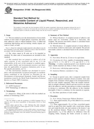 Standardtestmethode für den nichtflüchtigen Gehalt flüssiger Phenol-, Resorcin- und Melaminklebstoffe