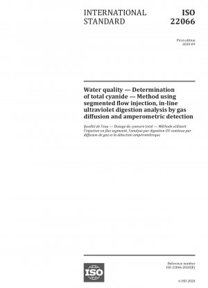 Wasserqualität – Bestimmung des Gesamtcyanidgehalts – Methode mit segmentierter Flussinjektion, Inline-Ultraviolettaufschlussanalyse durch Gasdiffusion und amperometrischer Detektion