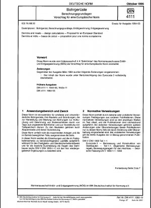 Bohrtürme und Masten – Entwurfsberechnungen (Vorschlag für eine europäische Norm)