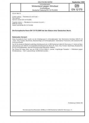 Vorhangfassaden - Widerstand gegen Windlast - Prüfverfahren; Deutsche Fassung EN 12179:2000