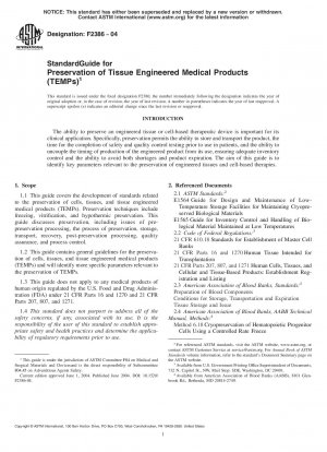 Standardleitfaden für die Konservierung von Tissue Engineered Medical Products (TEMPs)