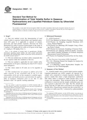 Standardtestmethode zur Bestimmung des gesamten flüchtigen Schwefels in gasförmigen Kohlenwasserstoffen und Flüssiggasen durch ultraviolette Fluoreszenz