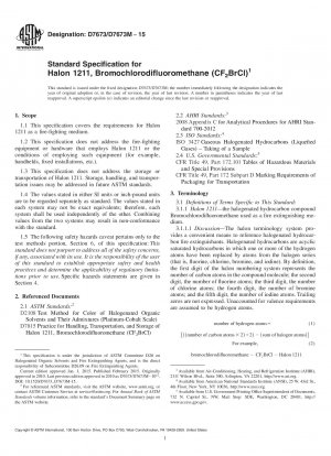 Standardspezifikation für Halon 1211, Bromchlordifluormethan (CF2BrCl)
