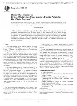 Standardspezifikation für gesinterte Gadoliniumoxid-Urandioxid-Pellets für Leichtwasserreaktoren