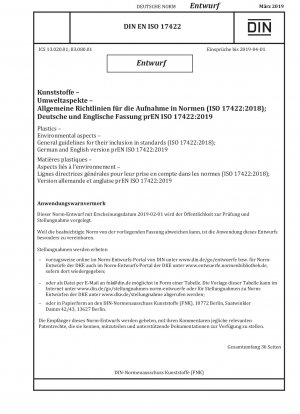 Allgemeine Richtlinien zur Einbeziehung von Umweltaspekten von Kunststoffen in Normen (Entwurf)