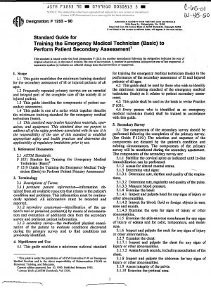 Leitfaden für die Ausbildung des Rettungssanitäters (Grundkenntnisse) zur Durchführung sekundärer Patientenbeurteilungen (zurückgezogen 1999)