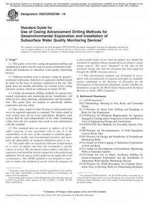 Standardhandbuch für die Verwendung von Casing Advancement-Bohrmethoden für die geoökologische Erkundung und Installation von Geräten zur Überwachung der Wasserqualität unter der Oberfläche