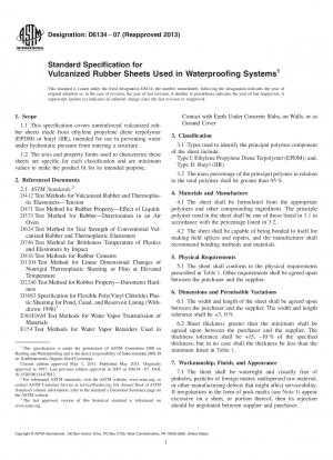 Standardspezifikation für vulkanisierte Gummiplatten, die in Abdichtungssystemen verwendet werden