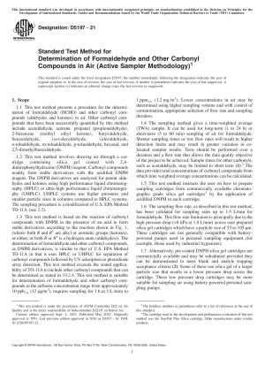 Standardtestmethode zur Bestimmung von Formaldehyd und anderen Carbonylverbindungen in der Luft (Active Sampler Methodology)