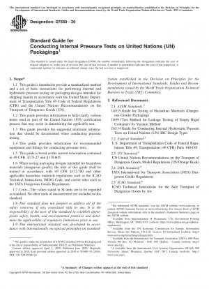 Standardhandbuch für die Durchführung von Innendrucktests an Verpackungen der Vereinten Nationen (UN).