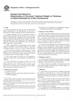 Standardtestmethode zur Bestimmung des Zirkoniumbehandlungsgewichts oder der Zirkoniumdicke auf Metallsubstraten durch Röntgenfluoreszenz
