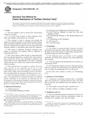 Standardprüfverfahren für die Flammwidrigkeit von Textilien (Vertikaltest)