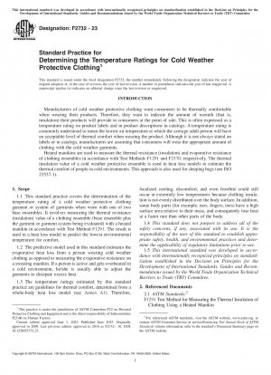 Standardpraxis zur Bestimmung der Temperaturwerte für Schutzkleidung bei kaltem Wetter
