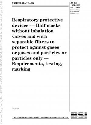 Atemschutzgeräte – Halbmasken ohne Einatemventile und mit trennbaren Filtern zum Schutz gegen Gase oder Gase und Partikel oder nur Partikel – Anforderungen, Prüfung, Kennzeichnung