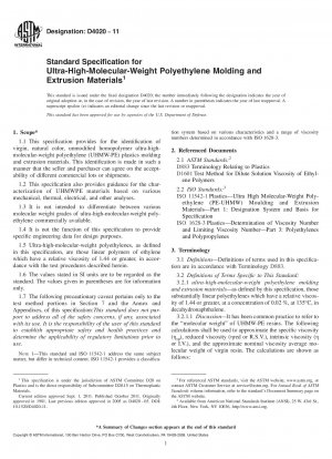 Standardspezifikation für Form- und Extrusionsmaterialien aus ultrahochmolekularem Polyethylen