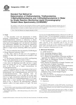 Standardtestmethode zur Bestimmung von Diethanolamin, Triethanolamin, N-Methyldiethanolamin und N-Ethyldiethanolamin in Wasser durch Einzelreaktionsüberwachung, Flüssigkeitschromatographie/Tandem-Massen-Sp