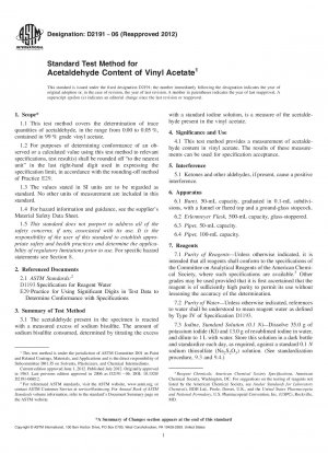 Standardtestmethode für den Acetaldehydgehalt von Vinylacetat