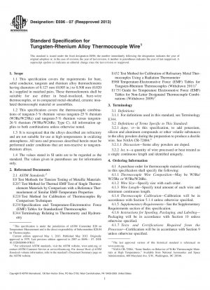 Standardspezifikation für Thermoelementdraht aus Wolfram-Rhenium-Legierung