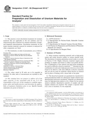 Standardpraxis für die Vorbereitung und Auflösung von Uranmaterialien für die Analyse