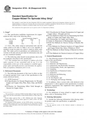Standardspezifikation für spinodale Kupfer-Nickel-Zinn-Legierungsbänder