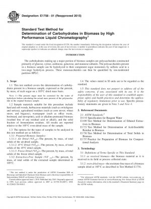 Standardtestmethode zur Bestimmung von Kohlenhydraten in Biomasse mittels Hochleistungsflüssigkeitschromatographie