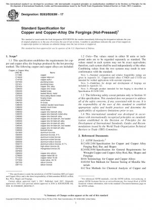 Standardspezifikation für Gesenkschmiedeteile aus Kupfer und Kupferlegierungen (warmgepresst)
