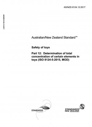 Sicherheit von Spielzeug, Teil 12: Bestimmung der Gesamtkonzentration bestimmter Elemente in Spielzeug (ISO 8124-5:2015, MOD)