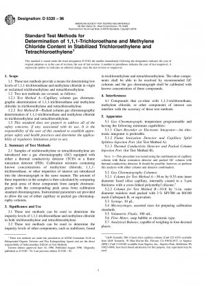 Standardtestmethoden zur Bestimmung des 1,1,1-Trichlorethan- und Methylenchloridgehalts in stabilisiertem Trichlorethylen und Tetrachlorethylen