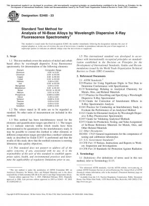 Standardtestmethode zur Analyse von Ni-Basis-Legierungen mittels wellenlängendispersiver Röntgenfluoreszenzspektrometrie