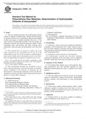 Standardtestmethode für Polyurethan-Rohstoffe: Bestimmung des hydrolysierbaren Chlors von Isocyanaten