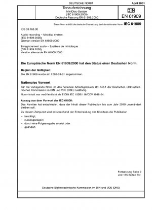 Audioaufzeichnung – Minidisc-System (IEC 61909:2000); Deutsche Fassung EN 61909:2000